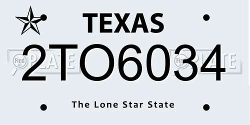 2TO6034 Texas License Plate