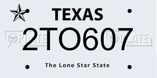 2TO607 Texas License Plate