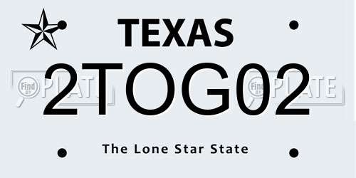 2TOG02 Texas License Plate