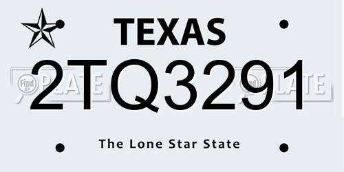 2TQ3291 Texas License Plate