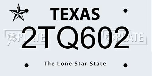 2TQ602 Texas License Plate