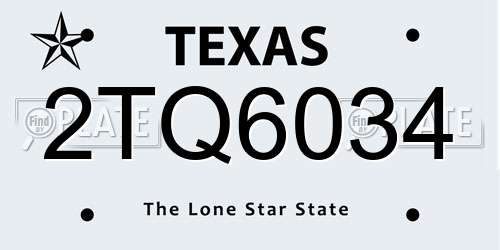 2TQ6034 Texas License Plate