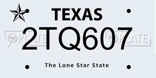 2TQ607 Texas License Plate