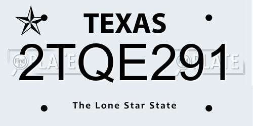 2TQE291 Texas License Plate