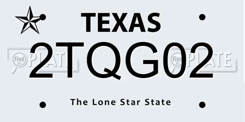 2TQG02 Texas License Plate