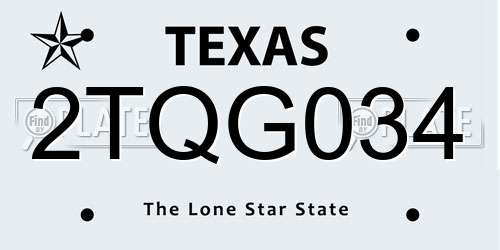 2TQG034 Texas License Plate