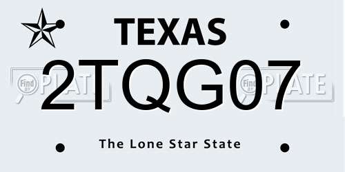 2TQG07 Texas License Plate