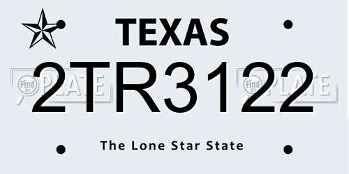 2TR3122 Texas License Plate