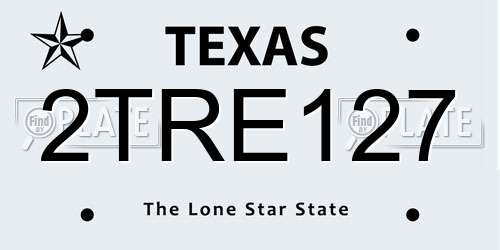2TRE127 Texas License Plate