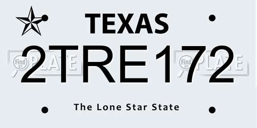 2TRE172 Texas License Plate