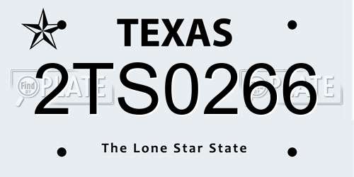 2TS0266 Texas License Plate