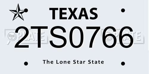 2TS0766 Texas License Plate