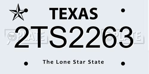 2TS2263 Texas License Plate