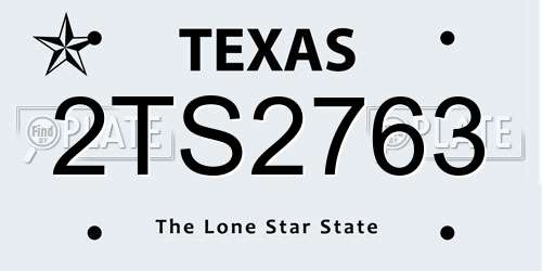2TS2763 Texas License Plate