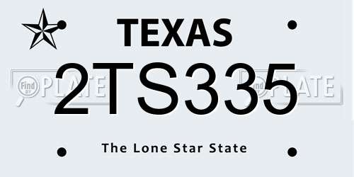 2TS335 Texas License Plate