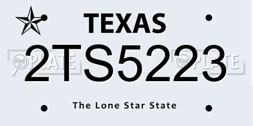 2TS5223 Texas License Plate