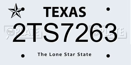 2TS7263 Texas License Plate