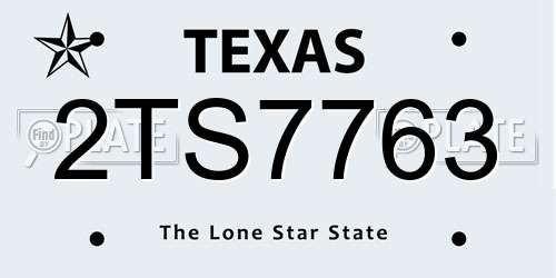 2TS7763 Texas License Plate