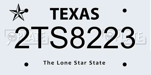 2TS8223 Texas License Plate