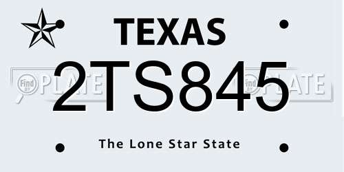 2TS845 Texas License Plate