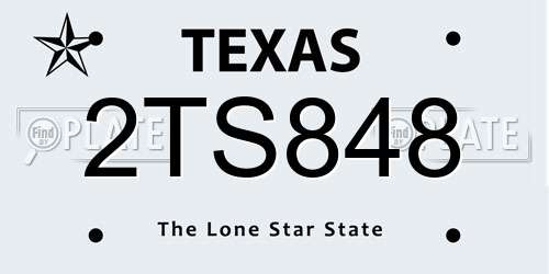 2TS848 Texas License Plate