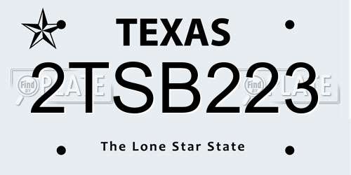 2TSB223 Texas License Plate