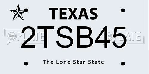 2TSB45 Texas License Plate