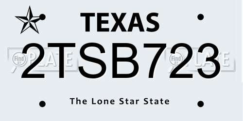 2TSB723 Texas License Plate