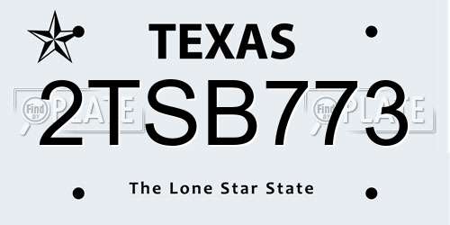 2TSB773 Texas License Plate