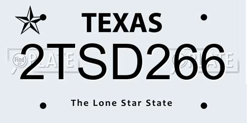2TSD266 Texas License Plate