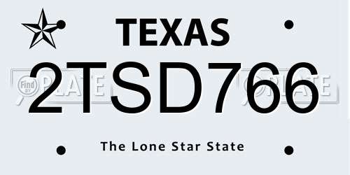 2TSD766 Texas License Plate