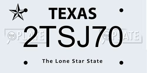 2TSJ70 Texas License Plate