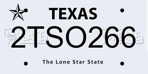 2TSO266 Texas License Plate