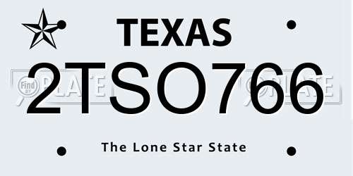 2TSO766 Texas License Plate