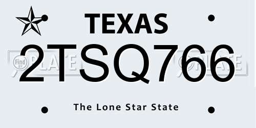 2TSQ766 Texas License Plate