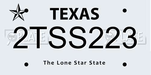 2TSS223 Texas License Plate