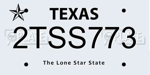 2TSS773 Texas License Plate
