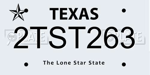 2TST263 Texas License Plate