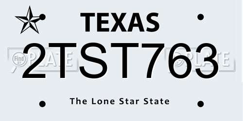 2TST763 Texas License Plate
