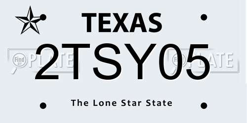 2TSY05 Texas License Plate