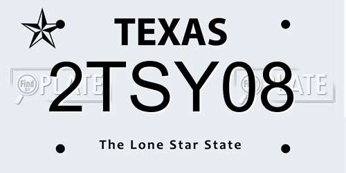 2TSY08 Texas License Plate