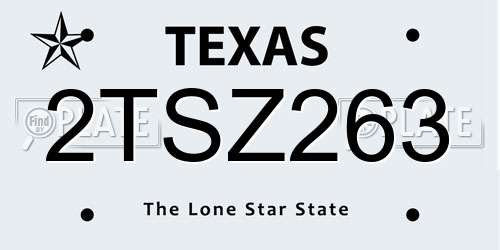 2TSZ263 Texas License Plate