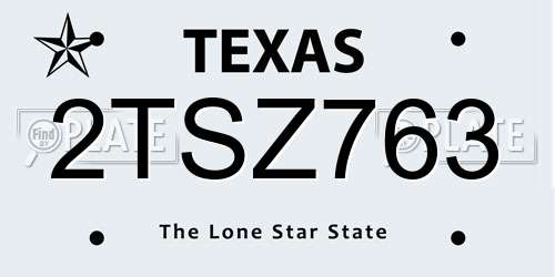 2TSZ763 Texas License Plate