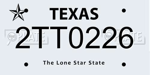 2TT0226 Texas License Plate