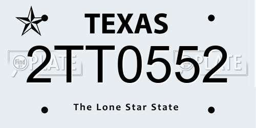 2TT0552 Texas License Plate