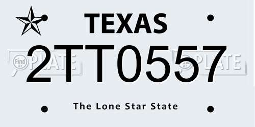 2TT0557 Texas License Plate