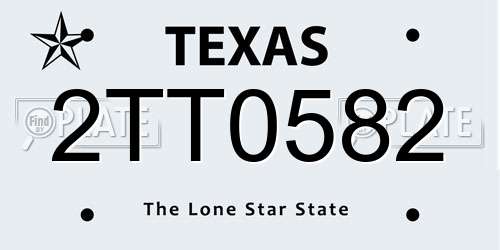 2TT0582 Texas License Plate
