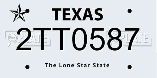 2TT0587 Texas License Plate