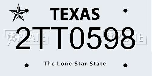 2TT0598 Texas License Plate