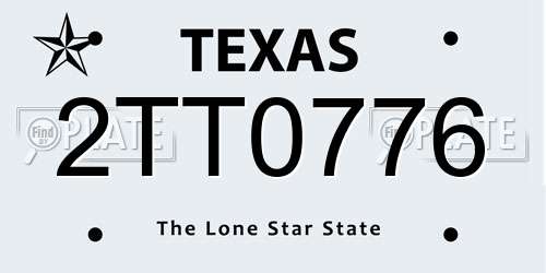 2TT0776 Texas License Plate